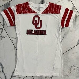 Oklahoma Sooners red lace detailed shirt